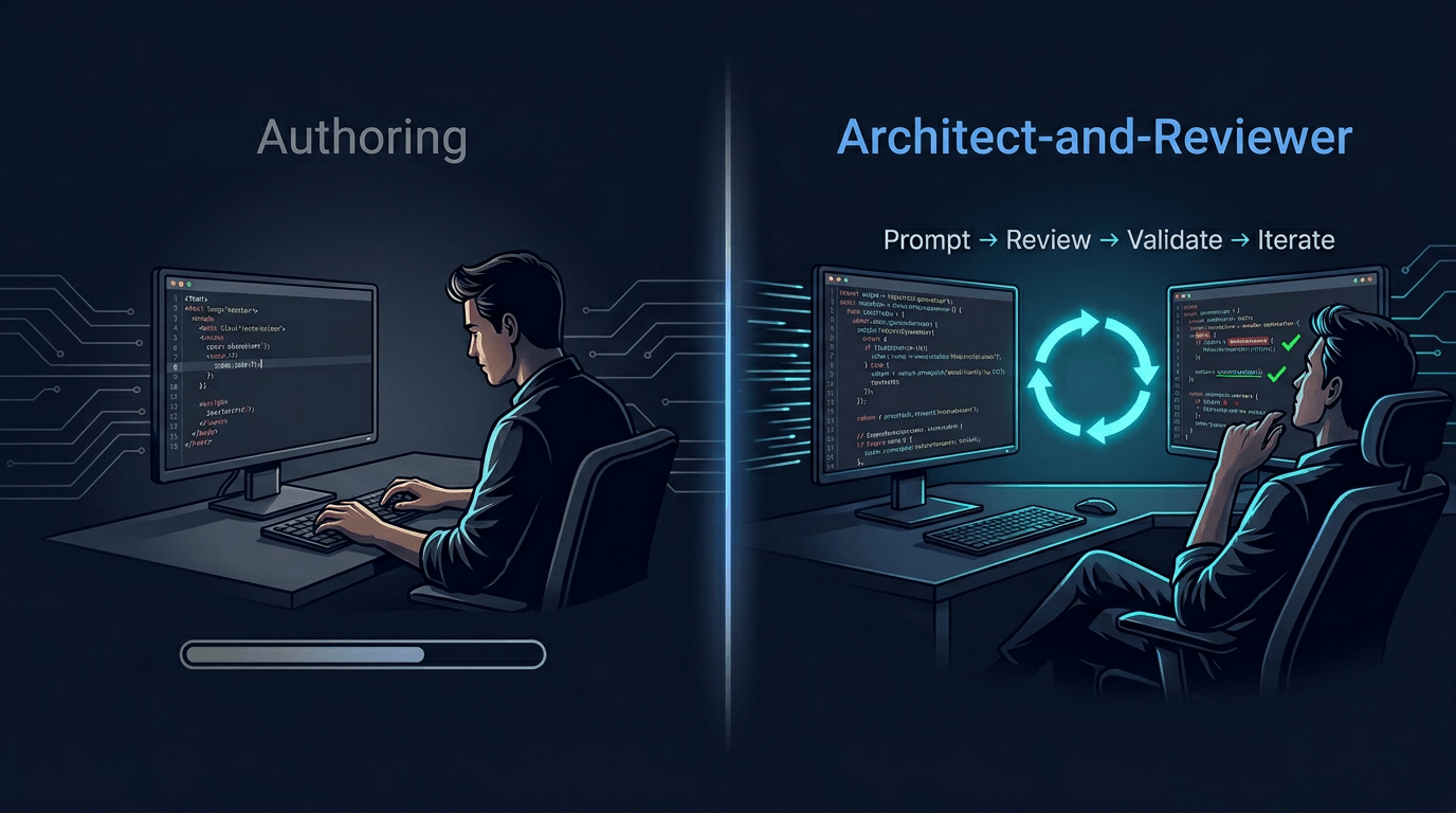Developer workflow: from linear code authoring to iterative prompt-review-validate loops